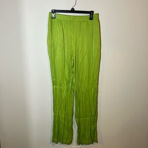 Cute/ Casual Green Satin Pants